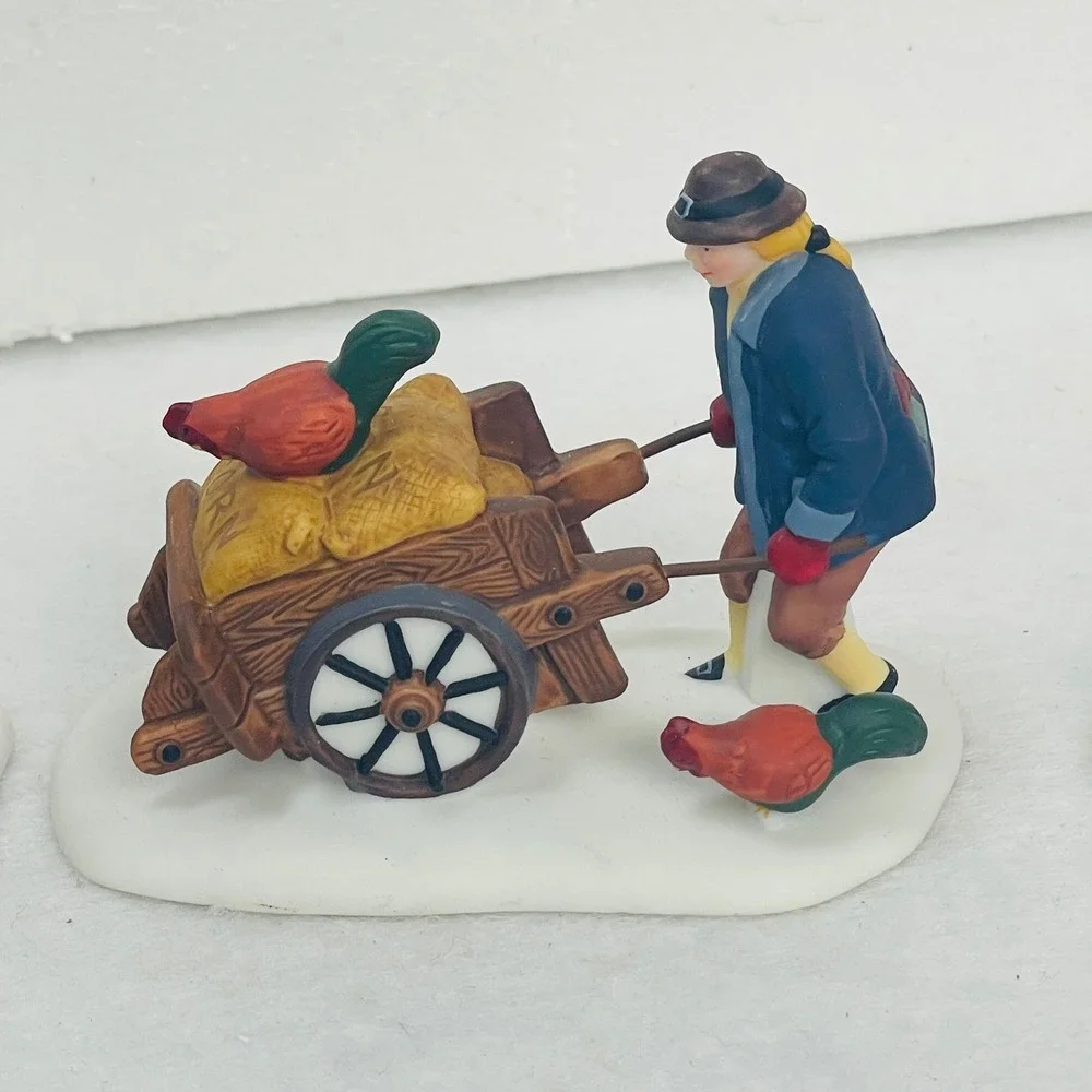 Dept 56 Heritage Village Harvest Seed Cart Set of 3 Porcelain Figures 5645-6